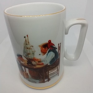 Mug vintage Norman Rockwell « For A Good Boy » - Doré doré 1985