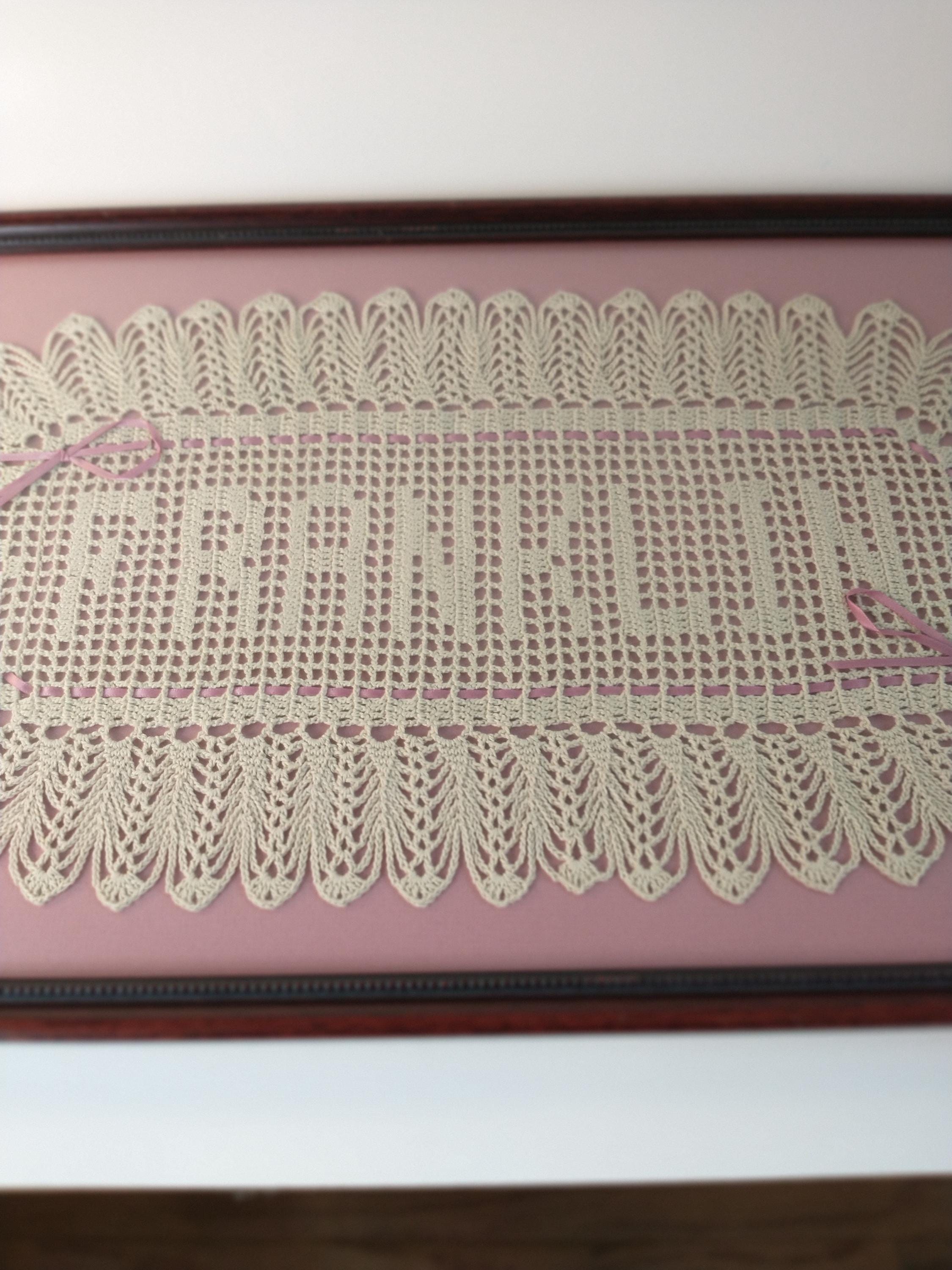 Crocheted 'franklin' Name Doily - Framed Vintage Wall Hanging - Etsy