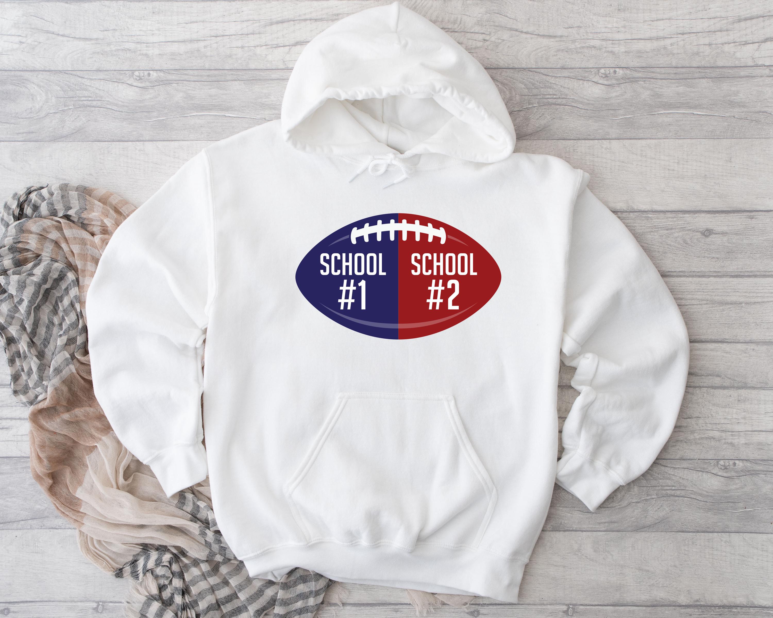 Custom Gift Two College Football Hoodie, Dual School Unisex
