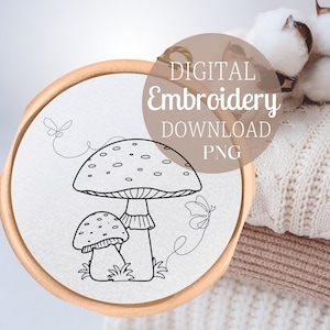 Mushroom designs embroidery; woodland embroidery designs png download; begginer embroidery; DIY crafts