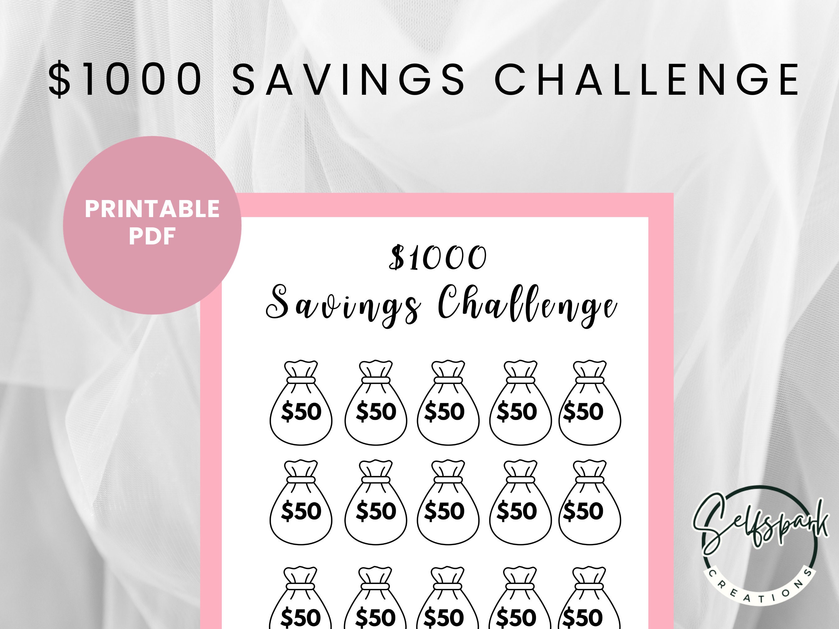 1000 Savings Challenge printable PDF 1 Money Saving Etsy