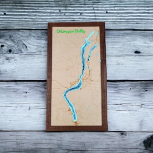 Okanagan Lakes LED Illuminated Bathymetry Map (8"x16")