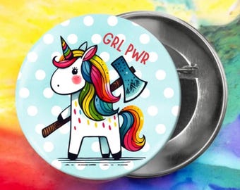 Badge Décalé/Affirmation/Grl Pwr/Licorne/Chat