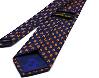 Bitcoin Tie and Pocket Square 100% Silk Woven
