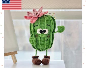 Wzór na szydełkowany kaktus w formacie PDF – Zabawka Amigurumi w kształcie kaktusa – Kaktus szydełkowy – warzywo szydełkowe