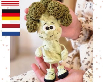 Patrón de juguete de brócoli a crochet: PDF de amigurumi vegetal (inglés, holandés y alemán)