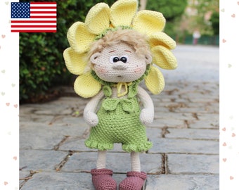 Modèle FLEUR au crochet en PDF anglais - fleur amigurumi - jouet au crochet - modèle jouet amigurumi - anglais