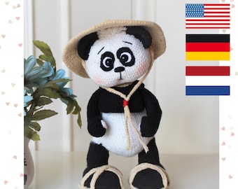 Crochet panda pattern - amigurumi panda - amigurumi toy - crochet toy pattern in PDF- English - German – Dutch