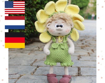 Gehaakt BLOEMpatroon in PDF Engels - amigurumi bloem - gehaakt speelgoed - amigurumi speelgoedpatroon – Engels, Nederlands en Duits