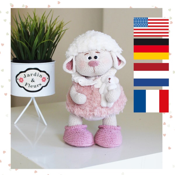 Crochet lamb pattern - crochet sheep pattern - amigurumi lamb  - crochet toy pattern in PDF- English - French - German – Dutch