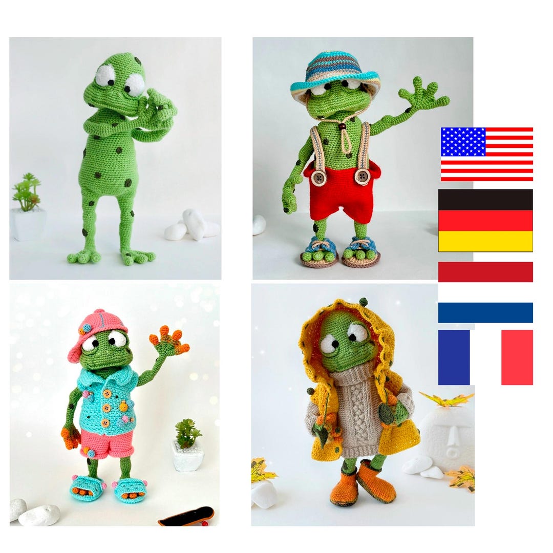 Frog Cloth The Set of Patterns: a Frog and Three Outfits for Clothes (only Crochet ...