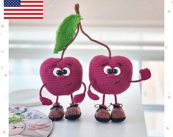 Crochet cherries Pattern PDF – Amigurumi cherry  – Crochet cherry