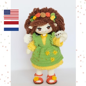 Crochet Fairy doll pattern PDF - amigurumi doll pattern- crochet doll pattern in PDF- English, Dutch