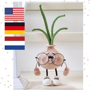 Patrón de Muñeca Cebolla a Crochet: Juguete Vegetal Amigurumi (PDF en inglés, alemán y holandés)
