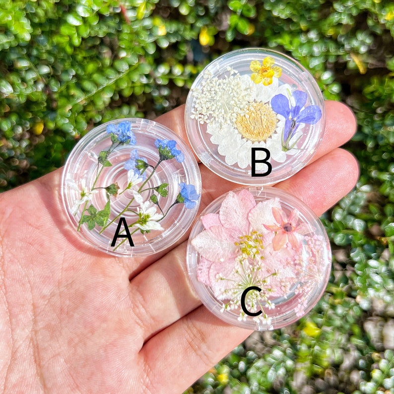 Pressed Pink Wildflowers Phone Grip, Real Flower Dried Flowers Phone