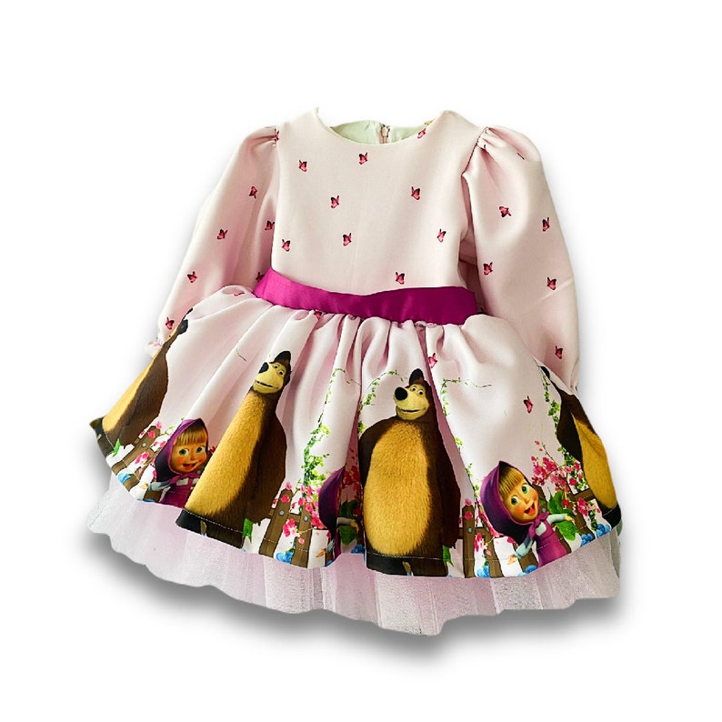 Masha Dress. Baby Girl Dress. Masha and the Bear Birthday Dress