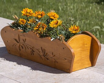 Dekorie Blumenkasten Aus Massivem Kiefernholz - 60x15x12 Cm, Mit 'Blütenzauber' Schriftzug