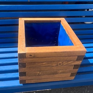Flower box wooden square decorative box flowers garden decoration small light oak