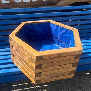 Flower box wooden hexagon decorative box flowers garden decoration large light oak