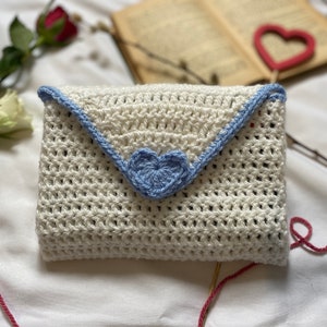 Funda/bolsa de libro de ganchillo, bolsa de carta de amor de ganchillo