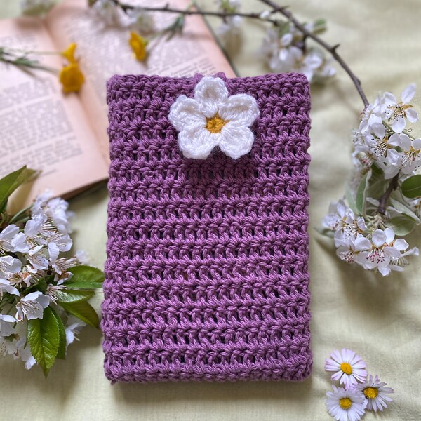 Pochette à livre de poche Printemps Fleur au crochet