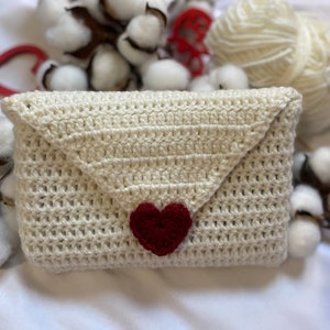 Funda/bolsa de libro de ganchillo, bolsa de carta de amor de ganchillo