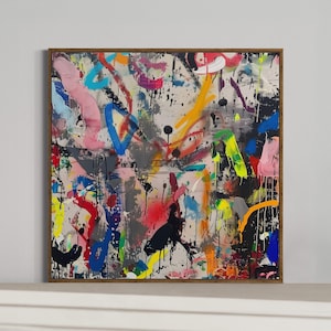 Graffiti Art Download | Original Abstract Expressionist Square Modern Artistic Wall Filler | Print & Frame, Unique, On Trend Interior Design