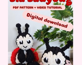 Tutorial video Lia Ladybug + modello PDF / Maglia con le dita / Snuggler in maglia grossa / Stuffie / DOWNLOAD DIGITALE