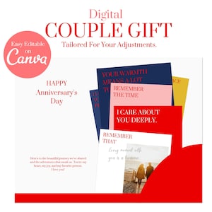 Digitaal cadeau voor koppels, bewerkbaar op canvas, jubileum, herinneringsboek, cadeaubon, plakboekalbum, liefdesbonnen, fotoalbum.