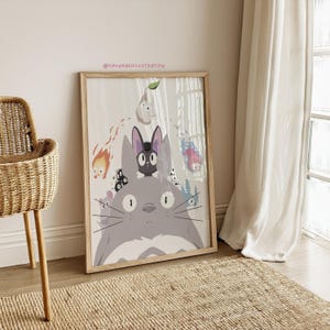 Personajes de Studio Ghibli imprimibles, descarga digital de Ghibli, póster de anime adorable, póster de Studio Ghibli, fan art de Ghibli, descarga digital