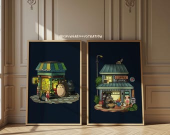 Totoro Night Poster Bundle | Ghibli Bookstore - Coffee Shop