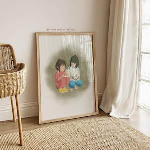 Spirited Away Wall Art, Chihiro & Haku Poster, Studio Ghibli Printable, Anime Digital Download, Ghibli Fan Gift, Home Decor