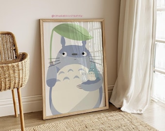 Totoro Digital Print, Studio Ghibli Wall Art, Cute Totoro Printable, Ghibli Room Decor, Totoro Nursery Poster, Instant Download
