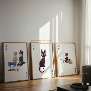 Kiki&#39;s Delivery Service Art Prints | Studio Ghibli Play Card Set
