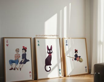 Kiki's Delivery Service Art Prints | Studio Ghibli Play Card Set