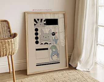 Stampa artistica di Totoro/Fan Art dello Studio Ghibli
