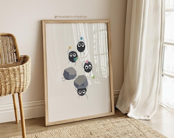Soot Sprite Art | Spirited Away Poster | Totoro Fan Gift