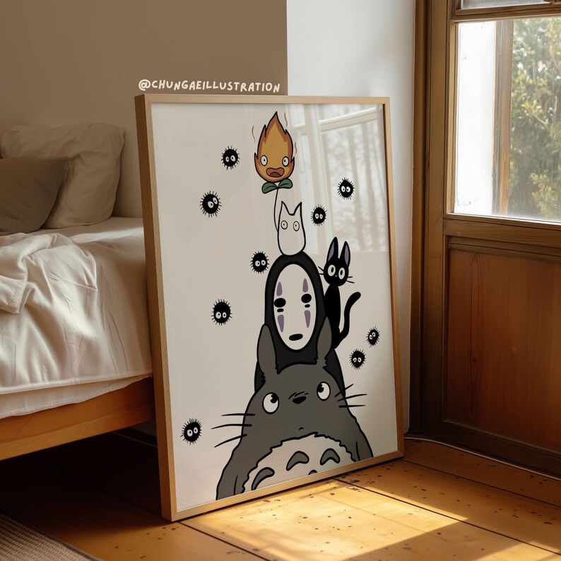 Impresión artística de Totoro / Ilustración de personajes de Studio Ghibli imagen 3