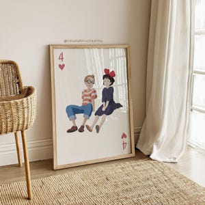 Kiki&#39;s bezorgservice muurkunst, afdrukbare poster Ghibli, anime Play Card, Kiki and Tombo-kunst, schattige digitale print studio Ghibli