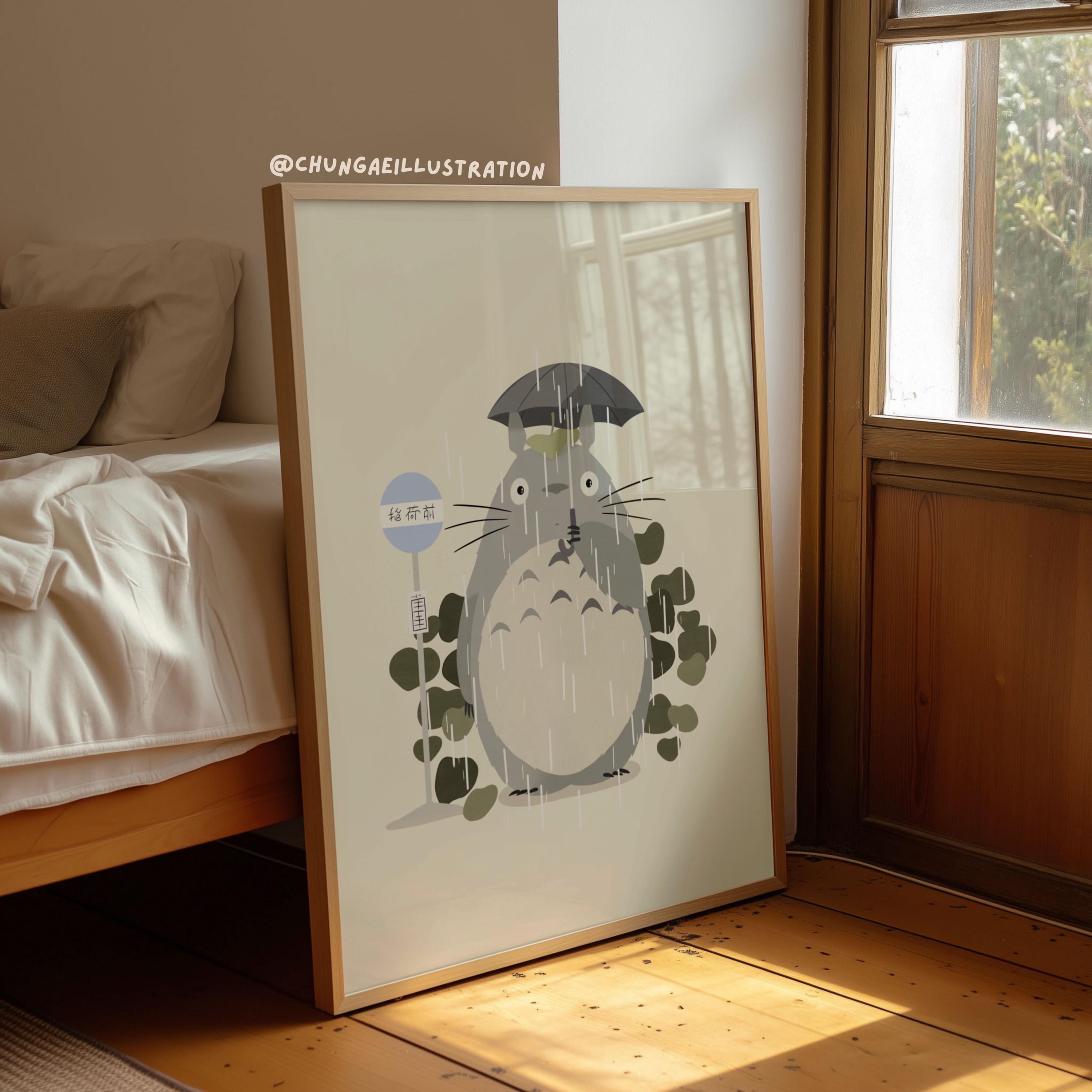 Totoro Rain Scene Wall Art Studio Ghibli Printable Poster Etsy