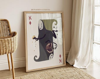 No-Face Playing Card Print | Spirited Away Anime Art