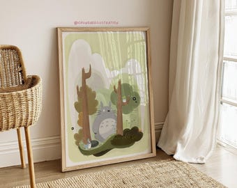 Totoro Art Print | Ghibli-Inspired Anime Nursery Decor