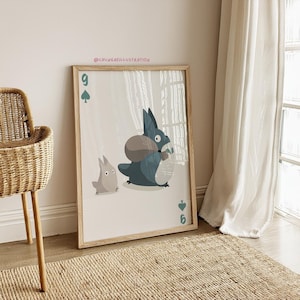 Totoro Wall Art Printable, Studio Ghibli Digital Print, Cute Anime Room Decor, Totoro Gift Download
