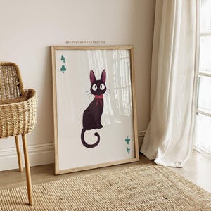 Jiji Cat Playing Card Print | Kiki&#39;s Delivery Service | Ghibli Nursery Art