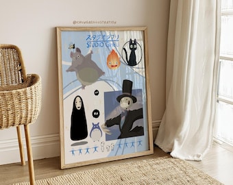 Studio Ghibli Characters Print | Totoro, Spirited Away, Anime Wall Art