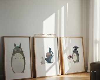 Totoro Poster Set of 3 | Totoro Printable | Studio Ghibli Merch