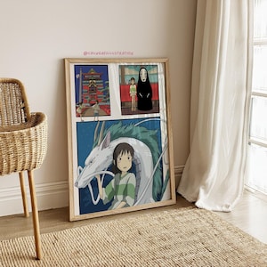 Spirited Away Print | Studio Ghibli Fan Art | Anime Room Decor