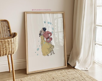 Howl's Moving Castle Print | Sophie and Howl | Studio Ghibli Poster | Anime Room Decor