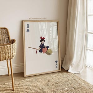 Kiki&#39;s Delivery Service Print | Anime Girl Playing Card Art