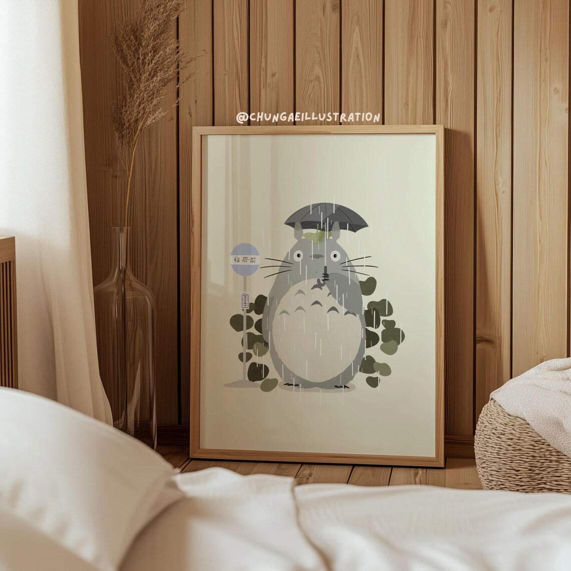 Totoro Rain Scene Wall Art Studio Ghibli Printable Poster Etsy